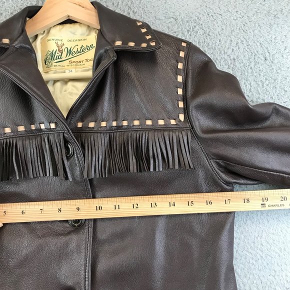 Vintage 50s 60s Mid-Western Sports Togs Deerskin Fringed Jacket size 34 - Picture 7 of 8